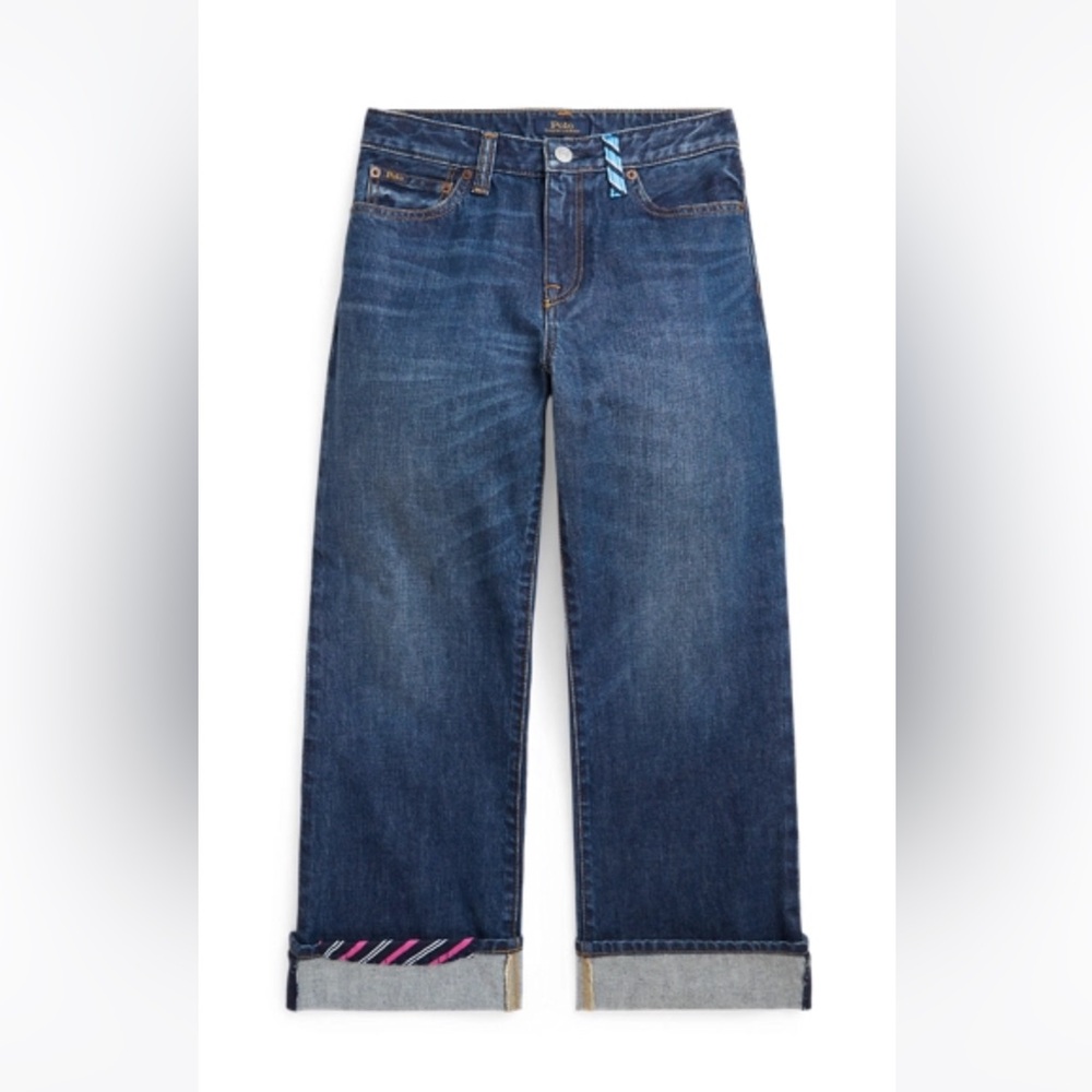 BNWT Girl’s Polo by Ralph Lauren Dark Blue High Rise Wide Jeans Size 16